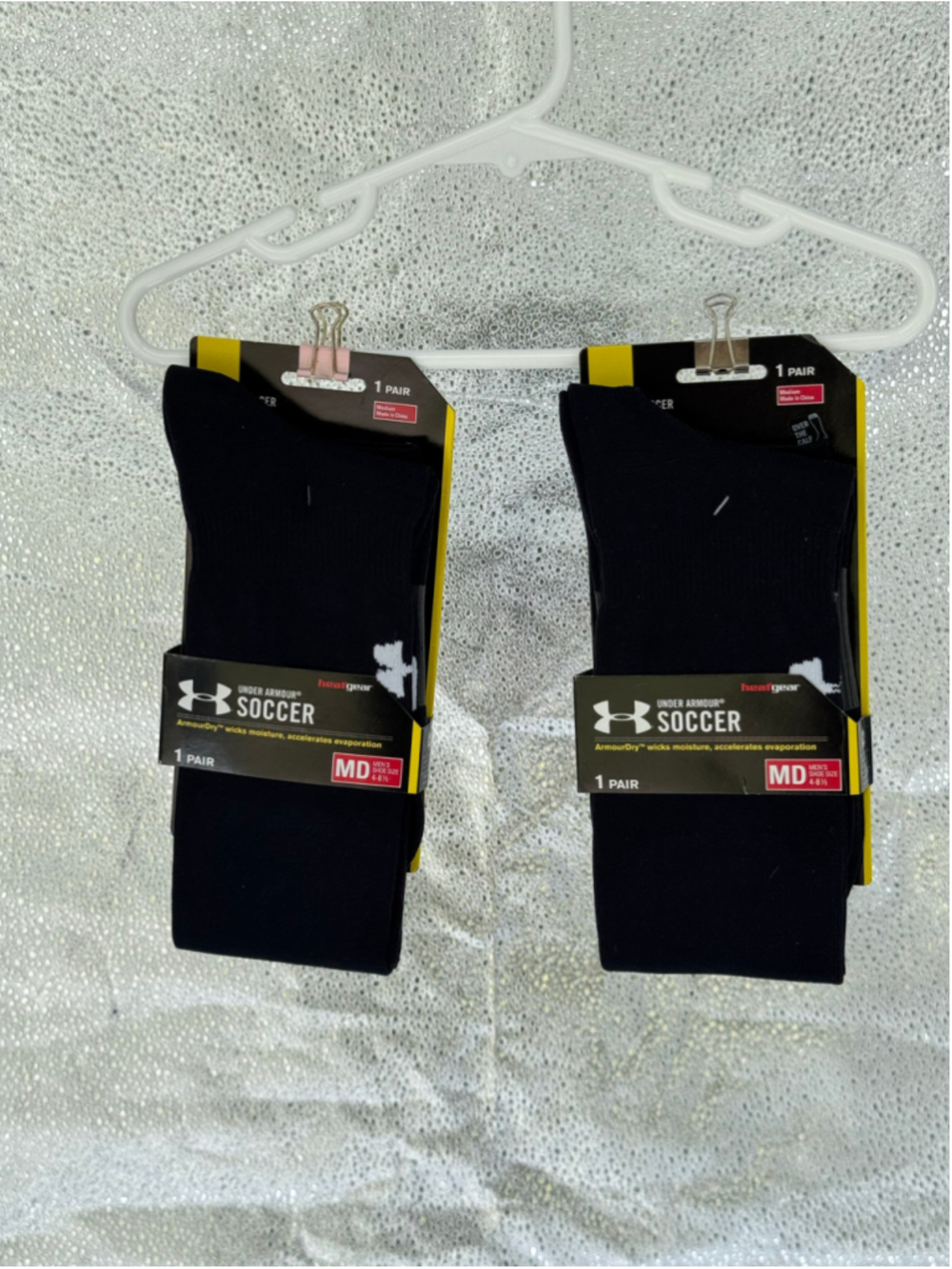 Men's Under Armour Soccer Socks - Black/White - Size M